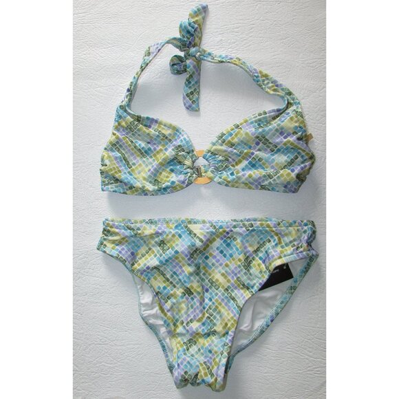 INC Tiled Look Halter Bikini - Sz XS - NEW - Picture 4 of 13